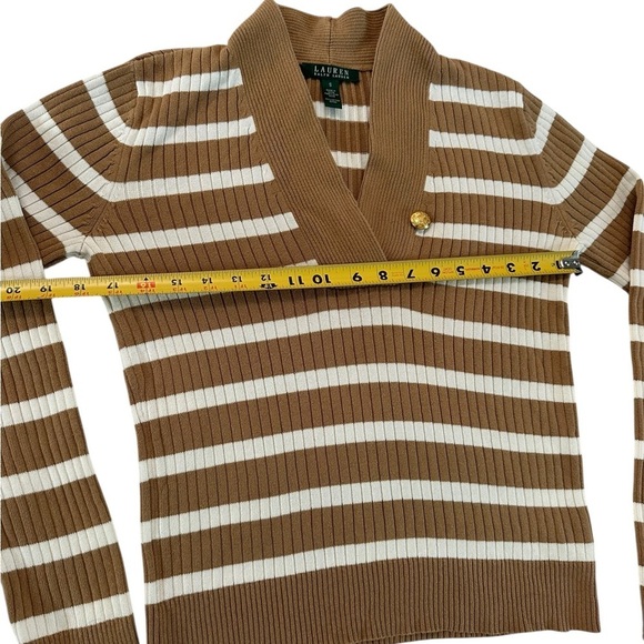 Ralph Lauren Brown and Tan V-Neck Sweater - Picture 10 of 16